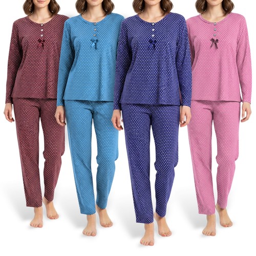 Damen pyjama fleece gefüttert - fleece,