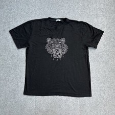 KENZO Herren T Shirt Kurzarm Gr L Regular Fit Tiger Designer Logo A17018 Schwarz
