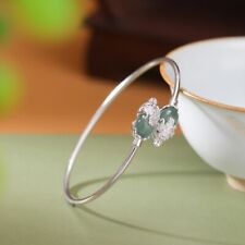 F02 Armreif Glücksbringer Pixiu blaue Wasser-Jade Armspange Sterling Silber 925