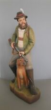 Jäger Förster Waldmann mit Hund Pfeife 54 cm hoch Holz geschnitzt handbemalt