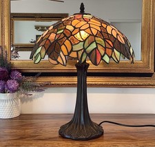 Tischlampe 43 cm Kunstglas Lampe Glas AURUM Tiffany Art Leuchte Kunst Deko Edel