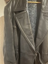 Raka Ledermantel Gr 50 (L) Herren schwer Wehrmacht Vintage Schwarz 