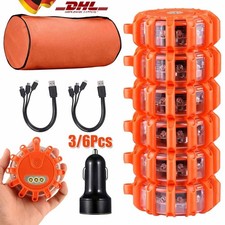 3/6x LED Warnblinkleuchte Pannenleuchte Unfalllicht rotierend wiederaufladbarer