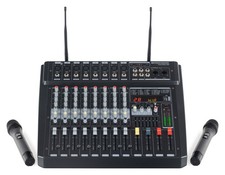 DJ PA 8-Kanal Power Mixer Mischpult Verstärker Funk Mikrofon 760W Effekte USB
