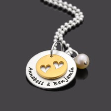 Namenskette Silber TWO HEARTS