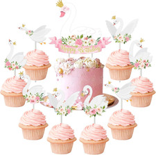 12er Set Schwan Cupcake Topper Geburtstag Party Deko Schwan Mottoparty
