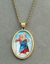 Heiliger Christophorus Anhänger Mit Halskette Gold Christophoros St. Christopher