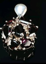 Moderner Anhänger, Silber 925 (punziert), mit Granaten, Gesamtgewicht 28,1g