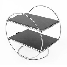 Echtwerk Schiefer Etagere Art-Deco‐Stil 2‐Stöckig Servierständer