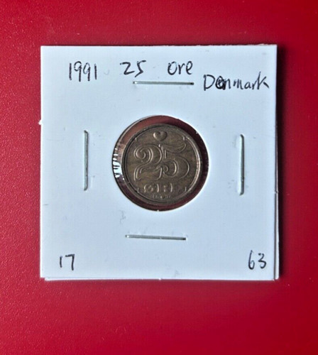 1991 danmark ore münze - danmark, 25