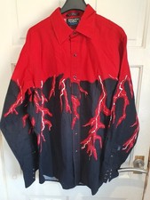 Brooks & Dunn Panhandle Slim Hemd Herren L Rot Lightning Western Rockabilly USA