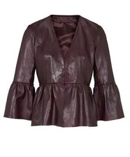 Heine Damen Lammnappalederjacke mit Volants, bordeaux