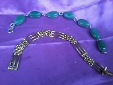 2 ALTE ARMBÄNDER-EDELSTEIN-ARMBAND-OMAS SCHMUCK-EDELSTEINSAMMLUNG