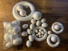 40 Verschieden Styroporformen Eier Kranz Dekor Basteln Weiß Styropor Kugeln