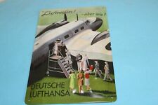 Luftreisen - aber wie? Deutsche Lufthansa, Blechschild, ca. 30 x 20 cm, Flugzeug