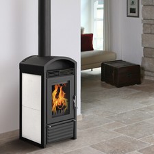 Kaminofen wasserführend Schmitzker Marbella mini Holzofen Weiß Schwedenofen 8