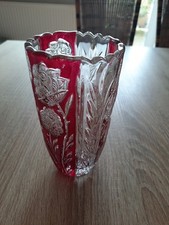 Vase Bleikristall Anna Hütte , Dekor Rosaline ,16.5 cm , gebraucht ,