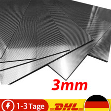 Carbon Platte 3mm / CFK Kohlefaser / Voll Carbon / Hochglanz /200mm x 300mm DE