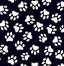 50cm Dekostoff 100% Baumwolle Pfoten auf schwarz Hund Katze Paw Pfotenabdruck