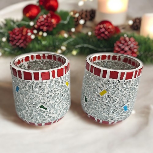Windlicht silber bunt - , mm