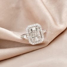 1.16 CT Natürlich Si / H Baguette Diamant Oktagon Ring 18k Echt Weißgold Schmuck
