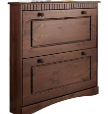 Schuhschrank mit 2 Klappen, Schrank aus Massivholz