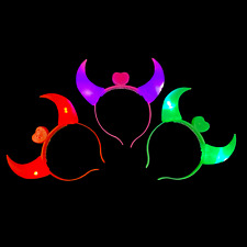 1x LED Haarreif DEVIL in 3 Farben / leuchtend Teufels-Hörner mit Herz Party