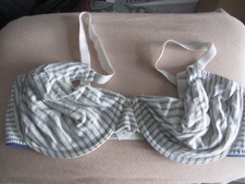 Mädchen/Damen Bügel BH - 90D - weiß-grau gestreift -  TCM - Baumwolle + Elasthan