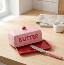 Butterdose Keramik Rot-Rosa |