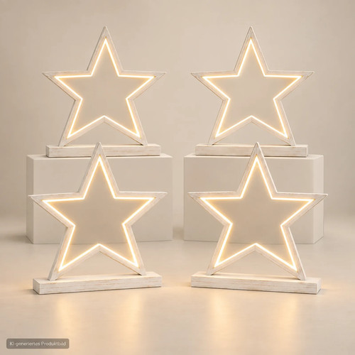 Sterne led holz 4er set - sterne,