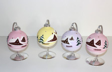 DDR Weihnachtsschmuck 4x Schmuckkugel handbemalt VEB Glasschmuck Lauscha in OVP