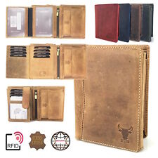 Geldbörse RFID Büffelleder Herren Echt Leder Portemonnaie Portmonee Geldbeutel
