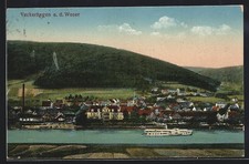 Ansichtskarte Veckerhagen a. d. Weser, Weserpartie mit Dampfschiff 1921 