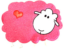 Applikation Schaf pink weiß mit Herz rot zum aufnähen 33x26cm Aufnäher Schäfchen