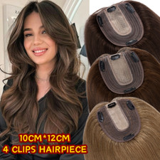 Haarteil Clip in Topper wie Echthaar Extensions Haarverlängerung Pony TOP Toupee