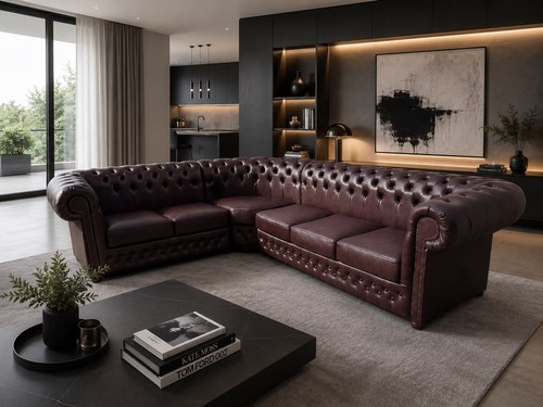 Chesterfield leder garnitur - chesterfield,