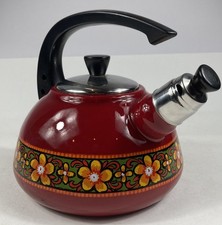 Vintage   Flötenkessel  Wasserkessel  Florales Design Blumen 70s