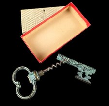 Mid Century Massiv Messing Flaschenöffner / Korkenzieher - Schlüssel - Grün