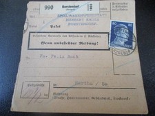 #950 Paketkarte aus BORSTENDORF, Spielwarenwerkstatt nach Hartha