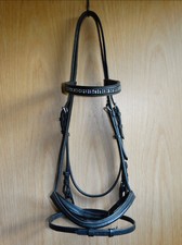 Englisch Trense mit Strass-Stirnriemen Warmblut Full WB schwarz ohne Zügel