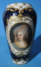 Alte antike Porzellan-Vase Princesse de Laballe, Kobaldblau, Ackermann & Fritze