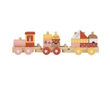 Playtive Spiel Motorik Waldtiere Holz Eisenbahn rot mit 2 Waggons ab 1 Jahr