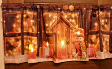 Panneaux Scheibengardine mit LED 45cm x 1,20m Weihnachtsgardine Weihnachten a)