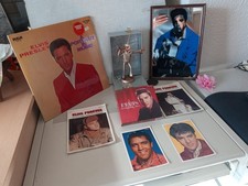 Elvis Presley Konvolut kleine Sammlung Bilder CD Figur Schallplatten Zeitschrift