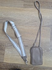 braune/Sand Leder Umhängetasche Portemonnaie mit Wechselband