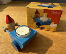 Haba Feuerzwerg Teelichthalter Kinder Schubkarre aus Holz mit Glasteelicht