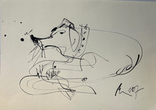 Hund Skizzen orig. Feder