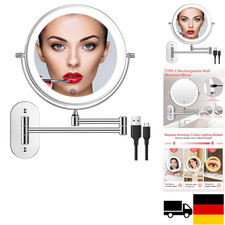 Dimmbare 3-Farben LED-Spiegel | 360° Drehbar | 10X Vergrößerung
