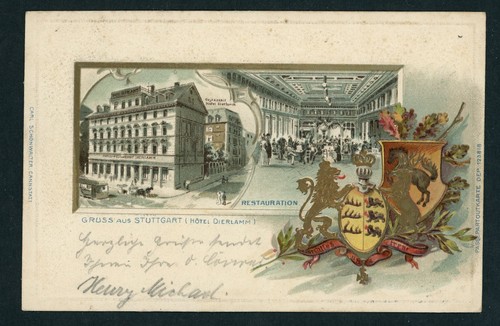 Ansichtskarte stuttgart wappen - stuttgart,