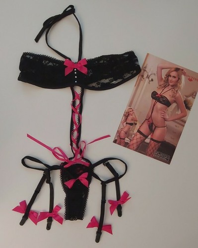 Spitzen body schwarz - schwarz, pink